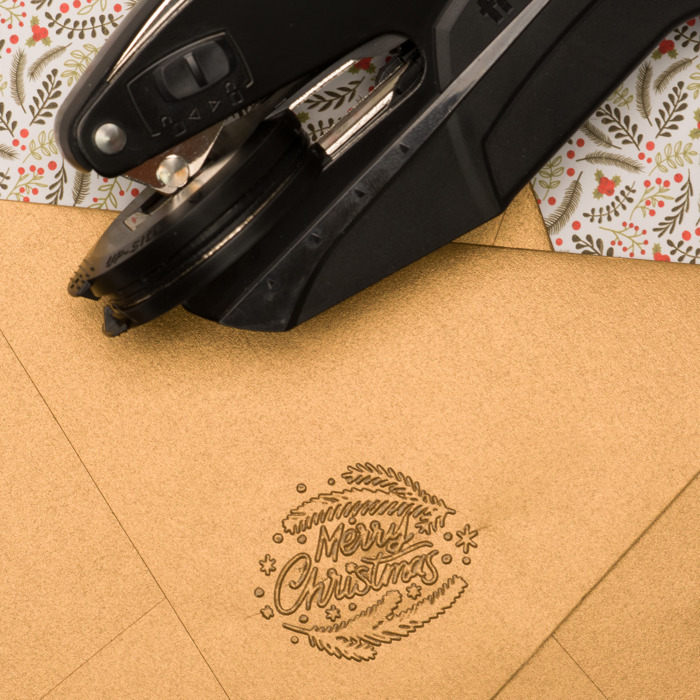 Holiday Embosser Festive Christmas Envelope Seal Custom Plastic Stamp for Cards & Stationery Gifts