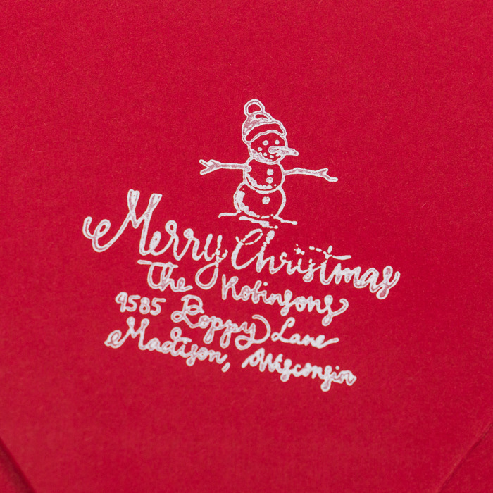 Custom Hand-Drawn Christmas Return Address Stamp For Holiday Envelops