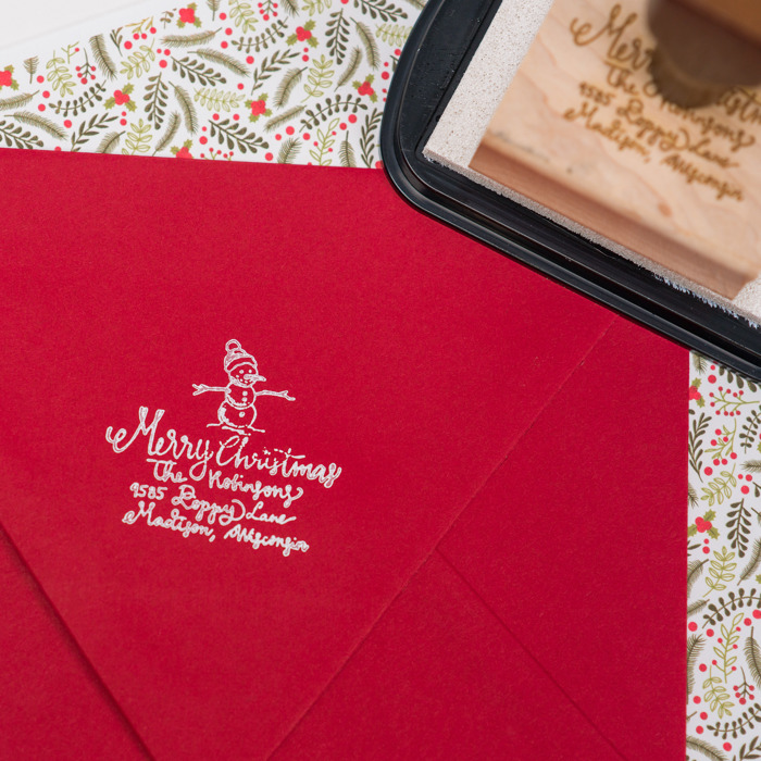 Custom Hand-Drawn Christmas Return Address Stamp For Holiday Envelops