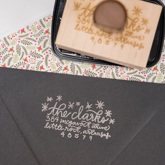 Custom Hand-Drawn Christmas Return Address Stamp For Holiday Envelops