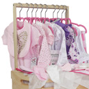 Pink Natural Pine Baby Shower Wardrobe Crate with 10 Clothes Hangers, 12 Piece Set