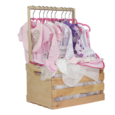 43 Piece Baby Girls Baby Shower Wardrobe Gift Crate 