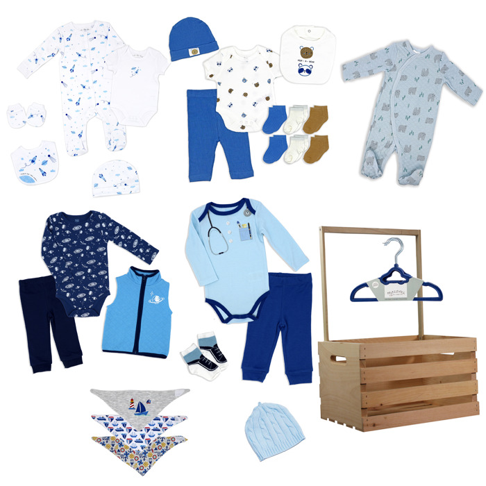 38 Piece Baby Boys Baby Shower Wardrobe Gift Crate