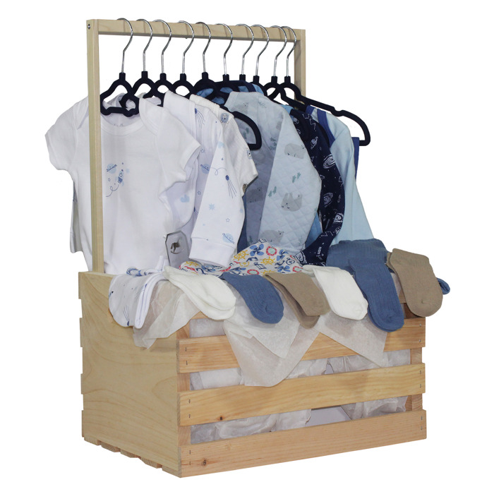 38 Piece Baby Boys Baby Shower Wardrobe Gift Crate