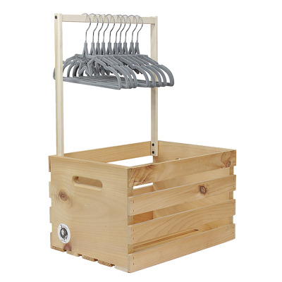 Natural Pine Baby Shower Wardrobe Crate with 10 Clothes Hangers, 12 Piece Set