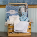  16 Piece Baby Blankets and Bath Crate Set, Blue