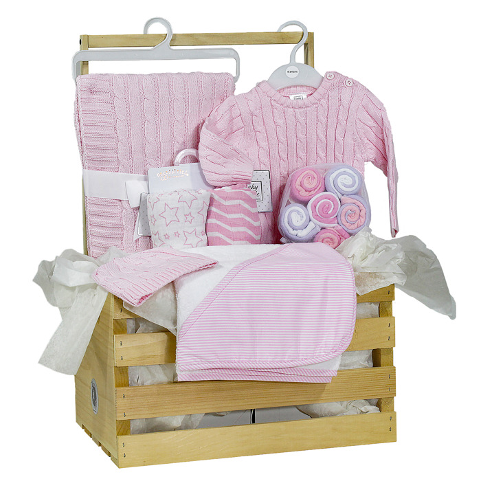 20 Piece Baby Shower Wardrobe Gift Crate, Pink