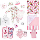  28 Piece Baby Girl Arriving Gift Assortment, Pink and White