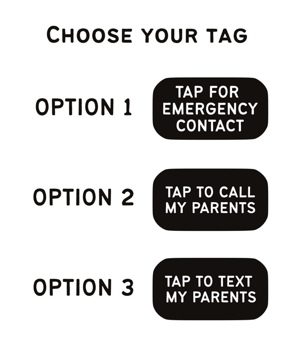 NFC Backpack Tag, Scannable Emergency Contact Tag