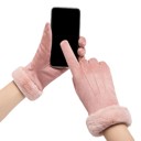 Pink Clarissa Suede Touch Gloves 