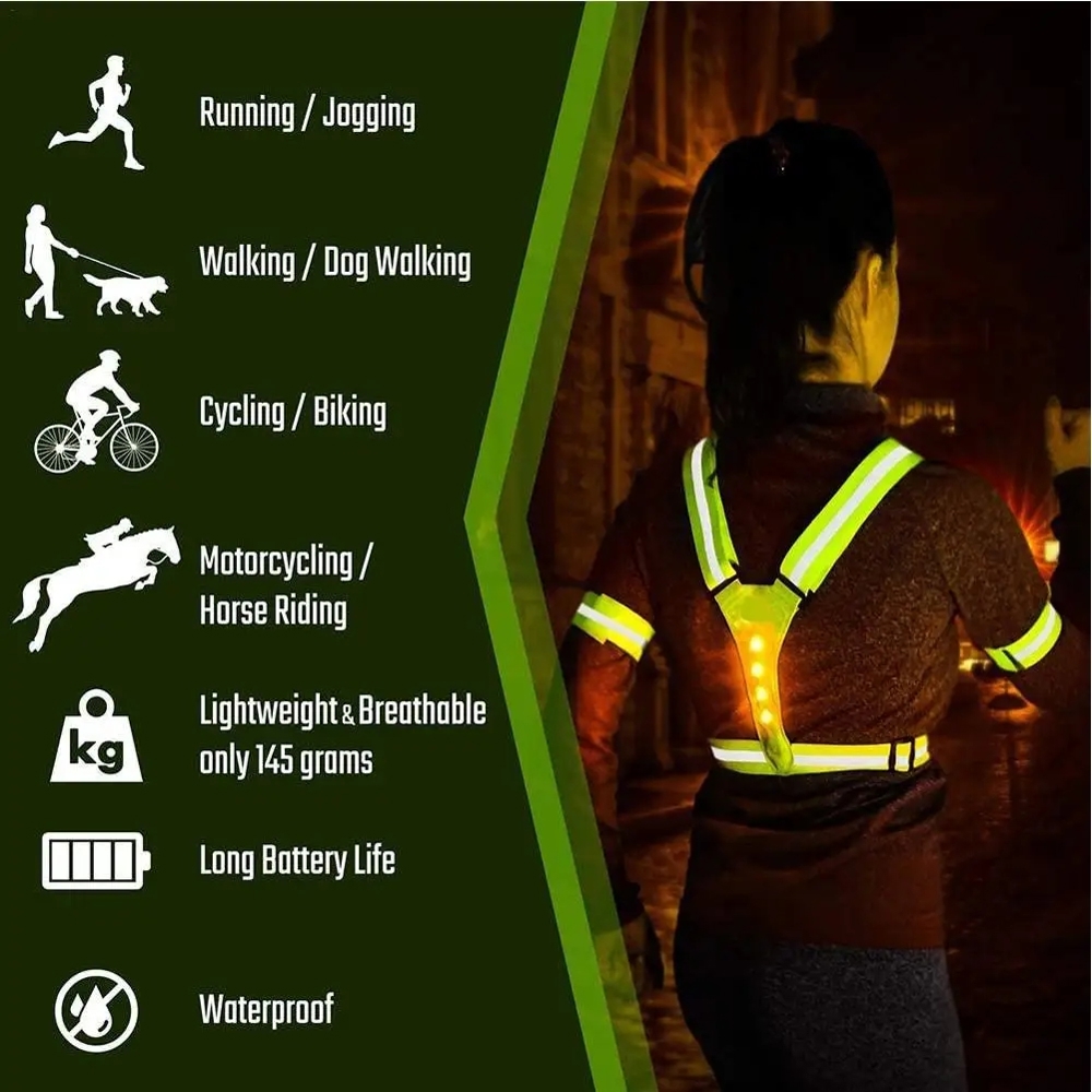 LED Running Vest, High Visibility Reflective Vest for Night