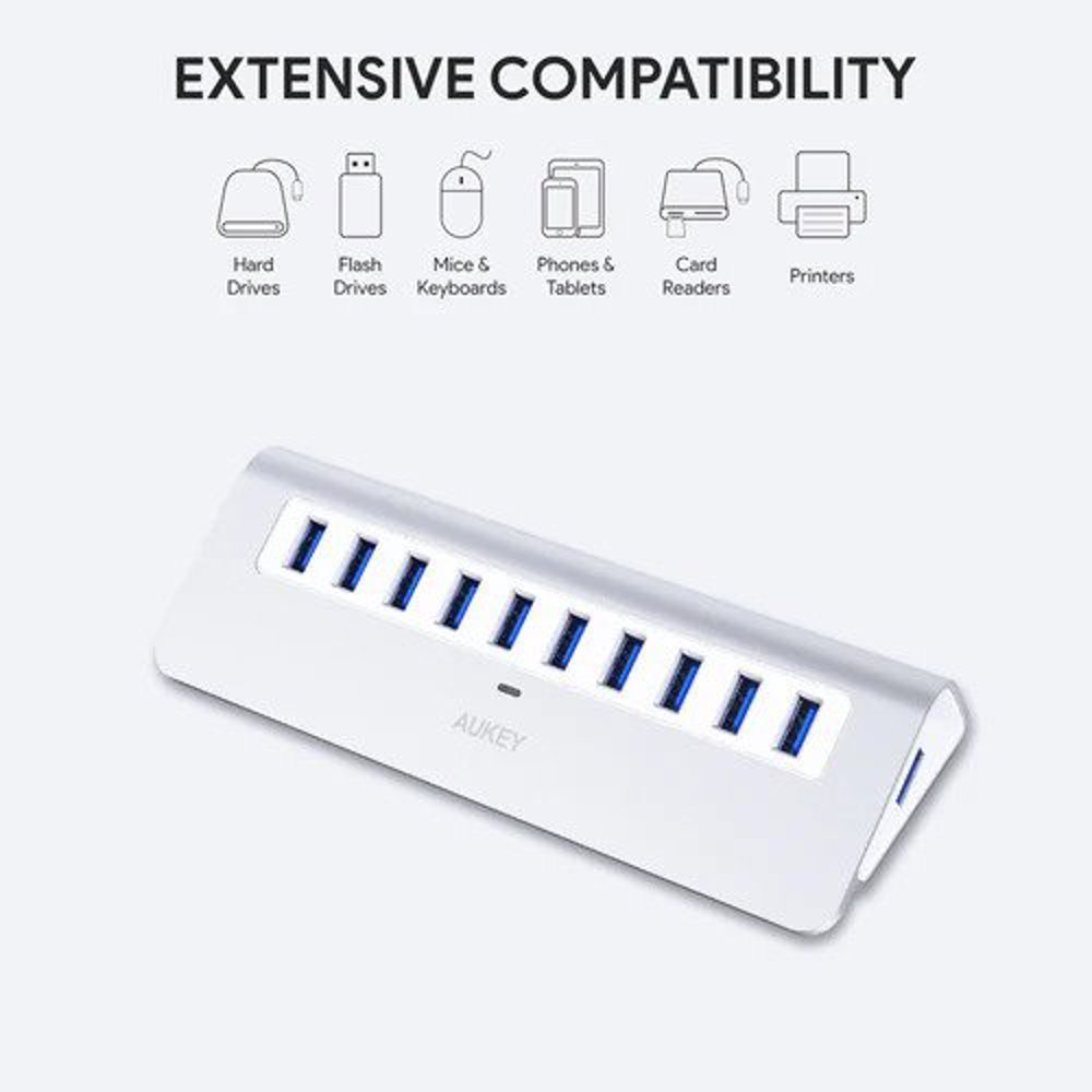 Aukey 10-Port USB 3.0 Hub with LED Indicator