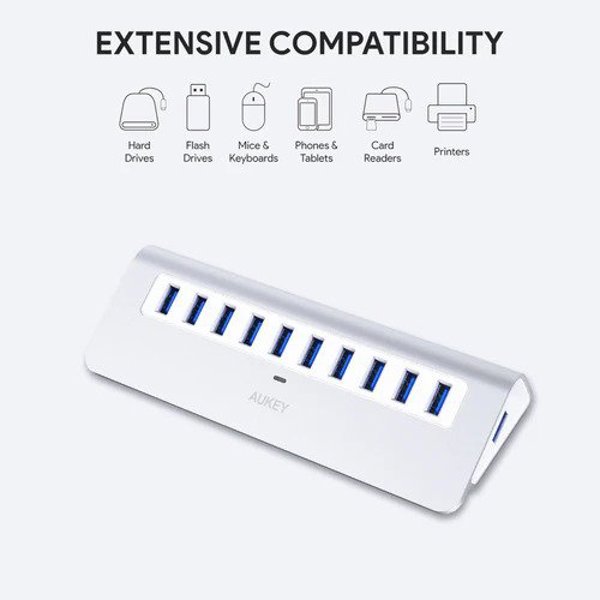 Aukey 10-Port USB 3.0 Hub with LED Indicator