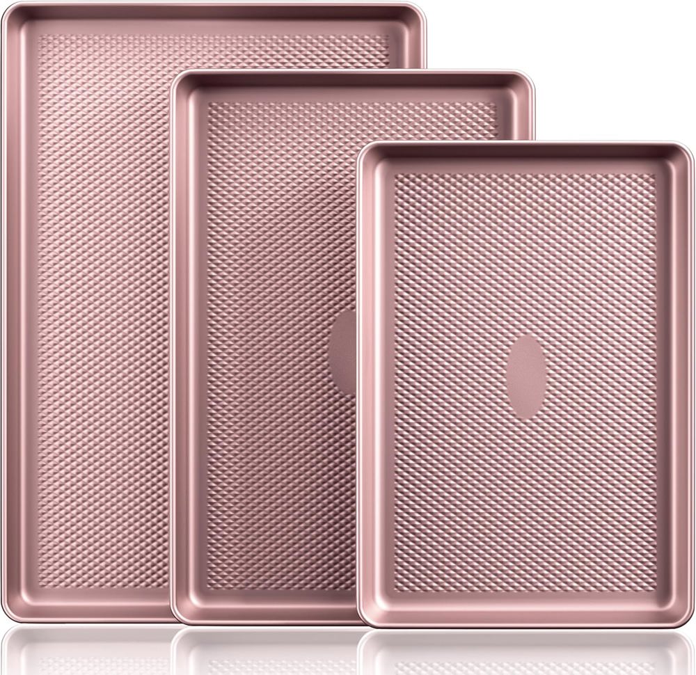 3 Piece Diamond Textured  Rose Gold Backing Trays