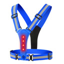 Blue LED Running Vest, High Visibility Reflective Vest for Night