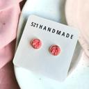  Coral Pink Druzy Stud Earrings