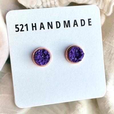 Deep Purple Druzy Stud Earrings