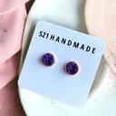  Deep Purple Druzy Stud Earrings