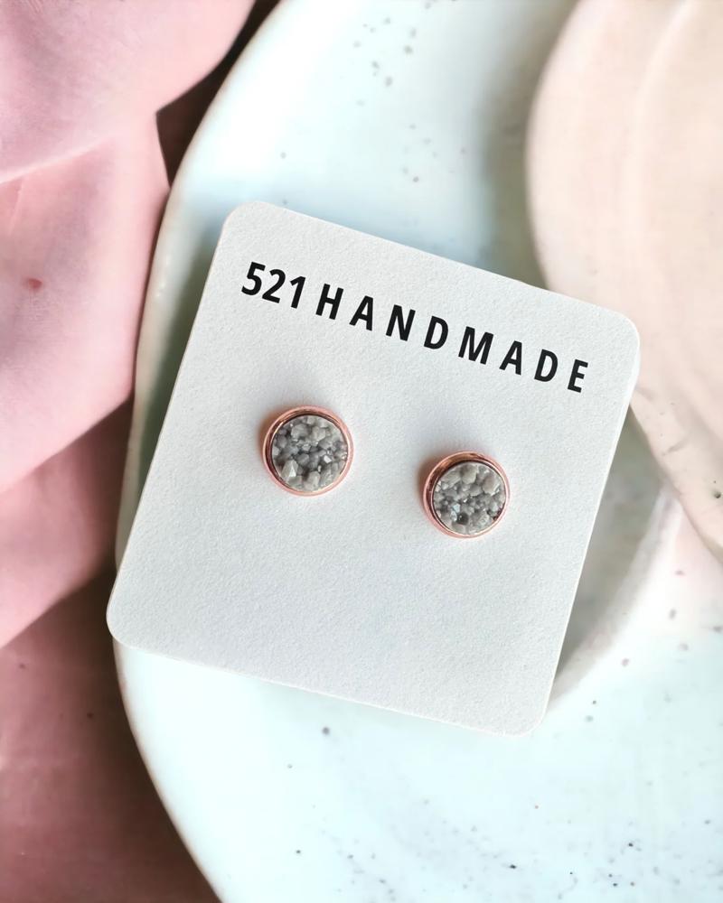 Gray Druzy Stud Earrings | Stocking Stuffer Earrings 