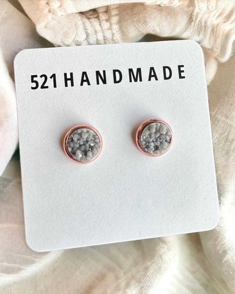 Gray Druzy Stud Earrings | Stocking Stuffer Earrings 