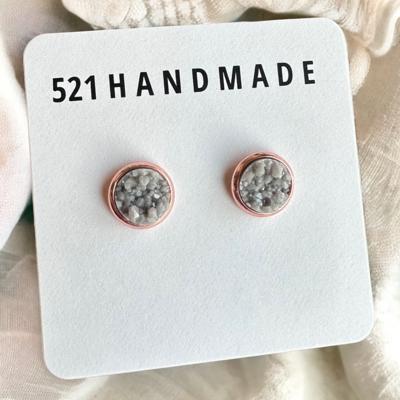 Gray Druzy Stud Earrings | Stocking Stuffer Earrings 