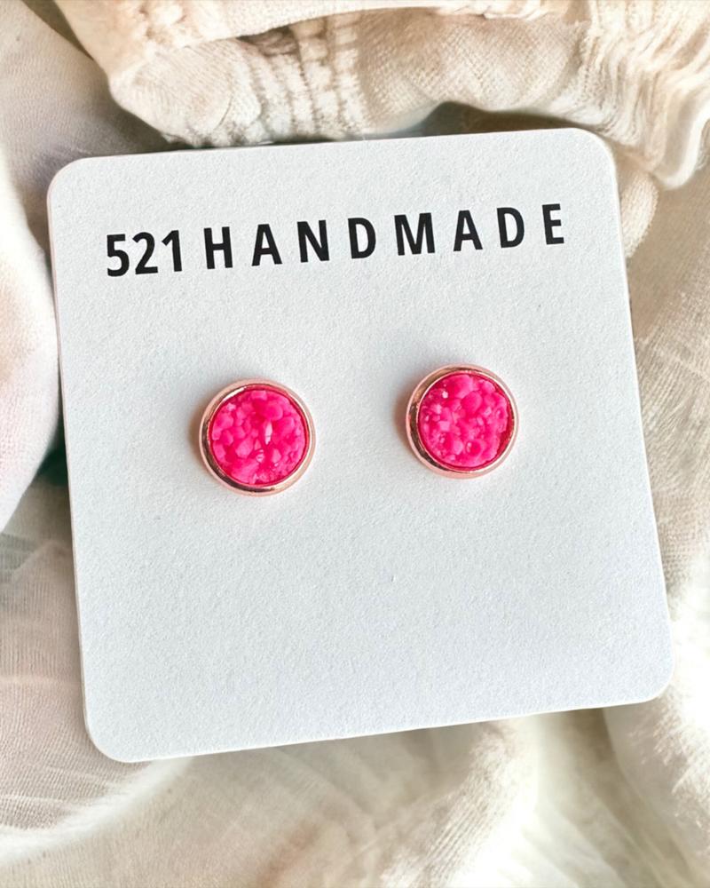 Hot Pink Druzy Earrings