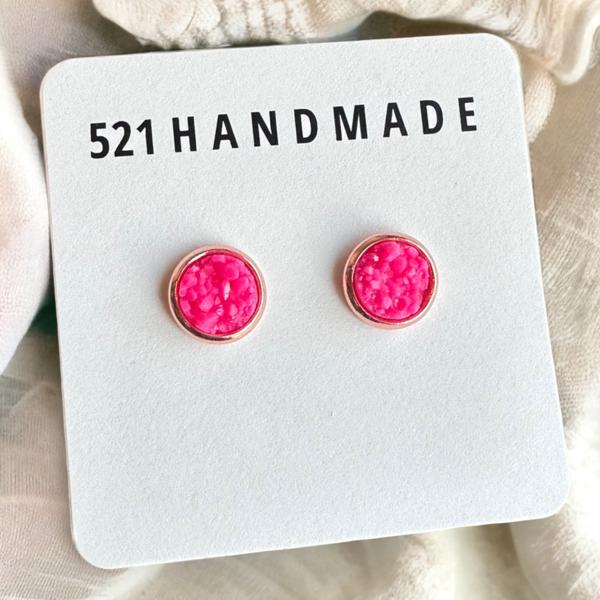 Hot Pink Druzy Earrings