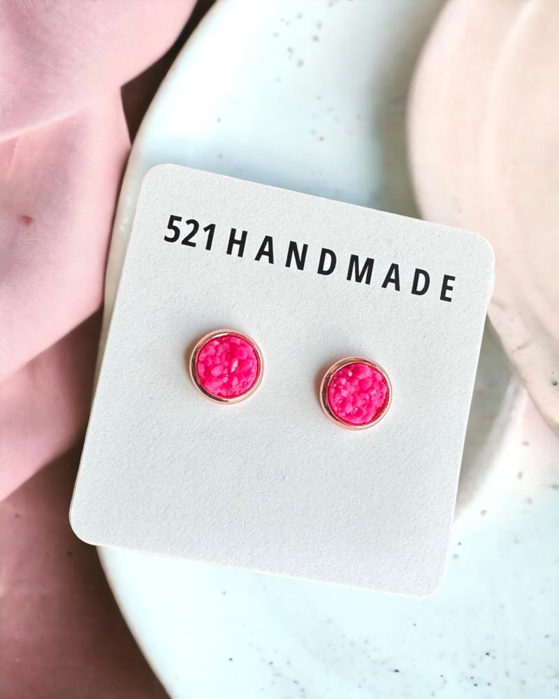 Hot Pink Druzy Earrings