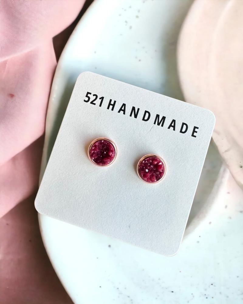 Maroon Druzy Studs for Fall 