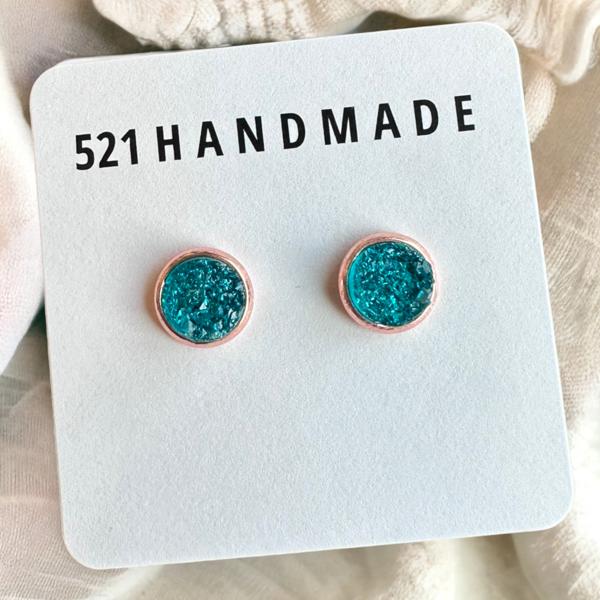 Mermaid Turquoise Druzy Stud Earrings