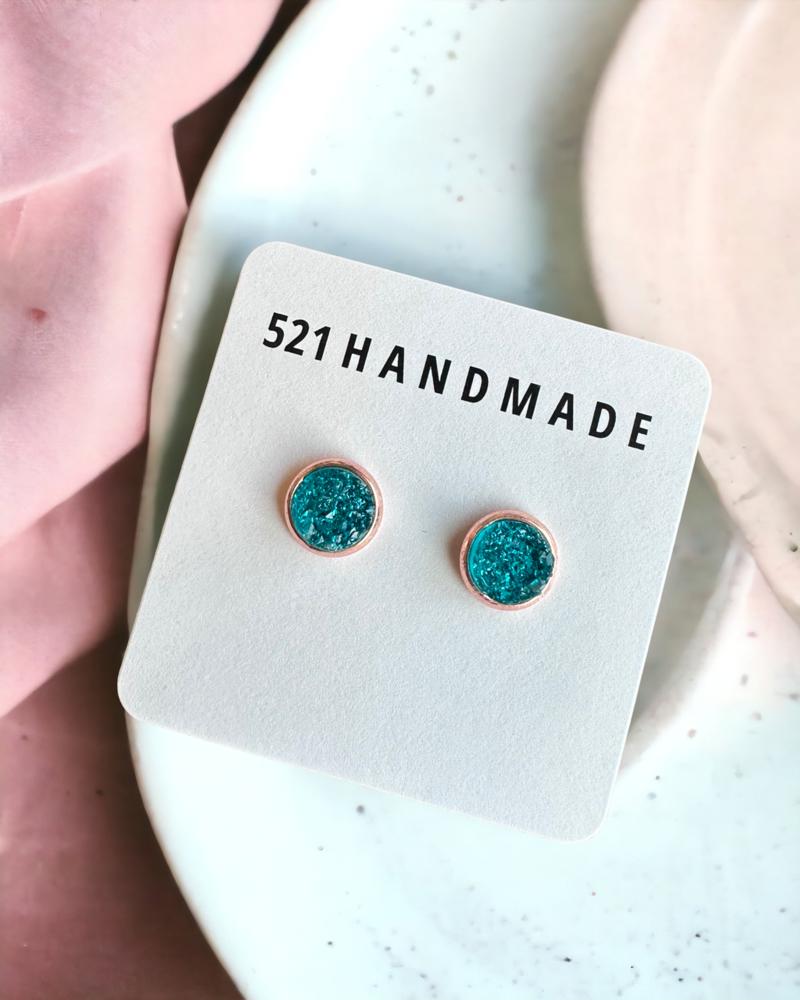 Mermaid Turquoise Druzy Stud Earrings