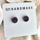  Navy Blue Druzy Stud Earrings