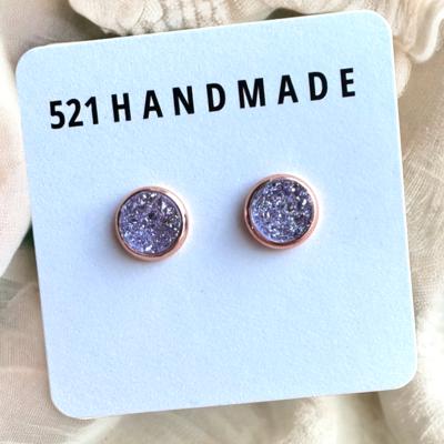 Light Purple Shimmer Druzy Stud Earrings