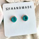  Deep Turquoise Druzy Stud Earrings