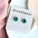  Deep Turquoise Druzy Stud Earrings