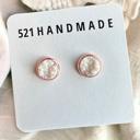  White Druzy Stud Earrings