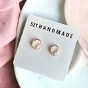  White Druzy Stud Earrings