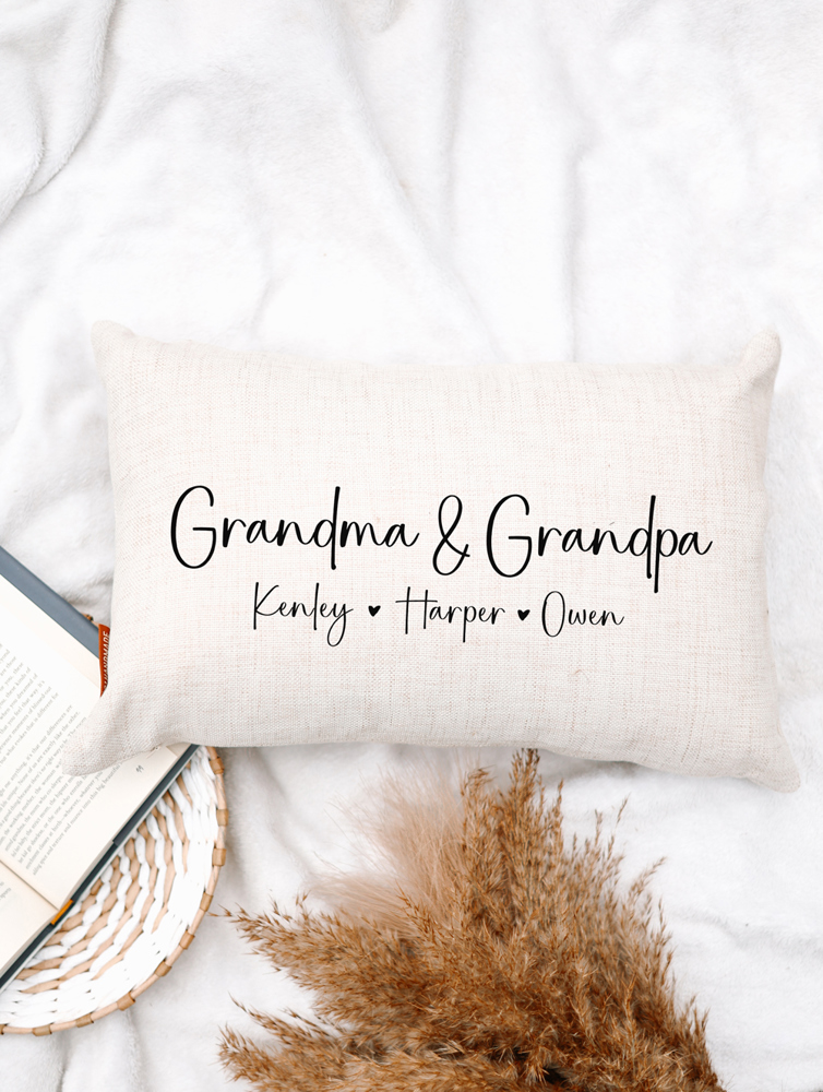 Grandma & Grandpa Custom Grandkids Pillow for Christmas