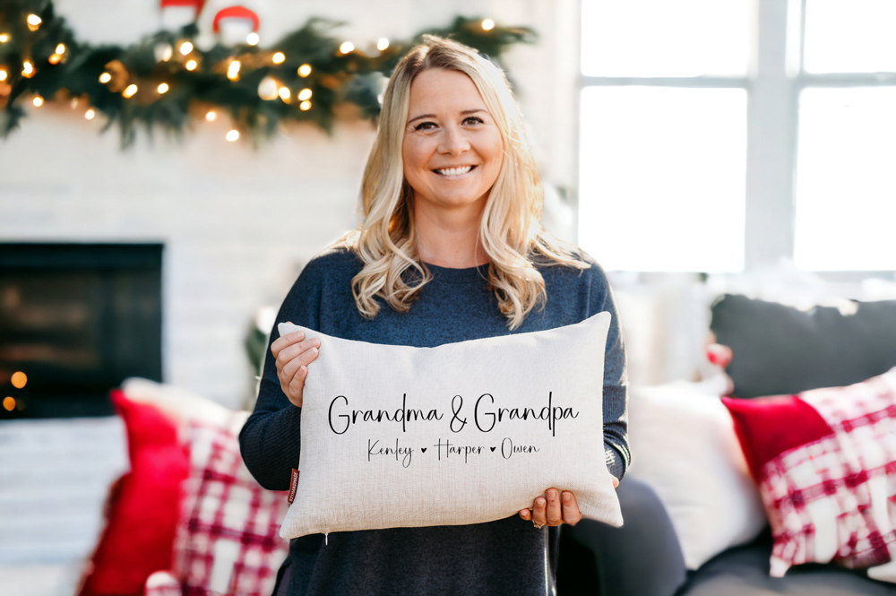 Grandma & Grandpa Custom Grandkids Pillow for Christmas