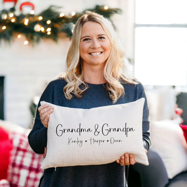 Grandma & Grandpa Custom Grandkids Pillow for Christmas