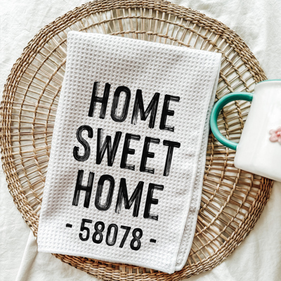 Home Sweet Home Zip Code Tea Towel