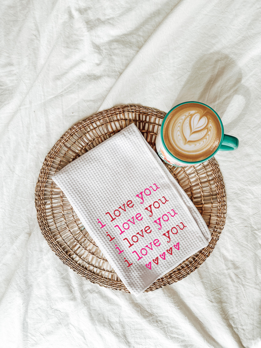 I Love You Valentine's Day Tea Towel | Valentine's Day Kitchen Towel | I Love You Tea Towel