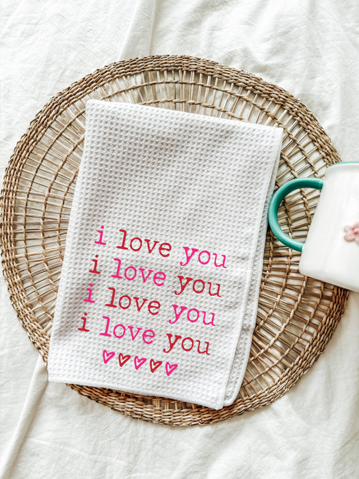 I Love You Valentine's Day Tea Towel | Valentine's Day Kitchen Towel | I Love You Tea Towel