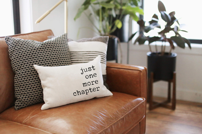 Just One More Chapter Bookish Pillow