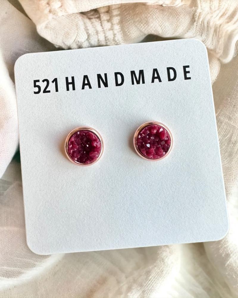 Maroon Druzy Studs for Fall 