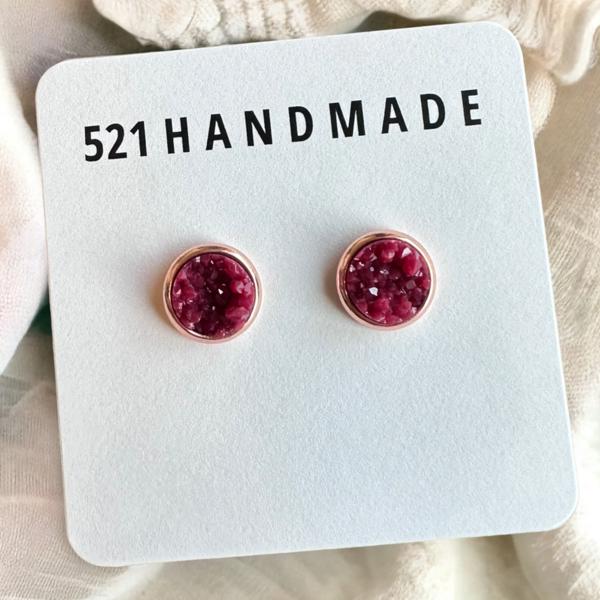 Maroon Druzy Studs for Fall 