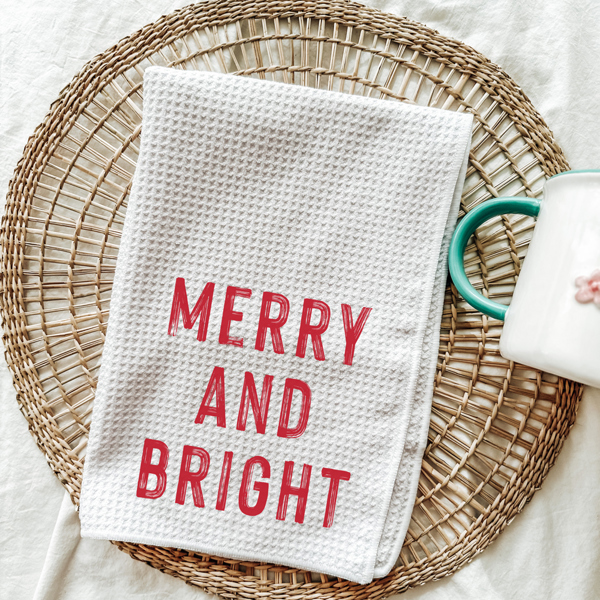 Merry And Bright Christmas Kitchen Towel