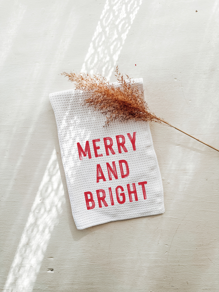 Merry And Bright Christmas Kitchen Towel