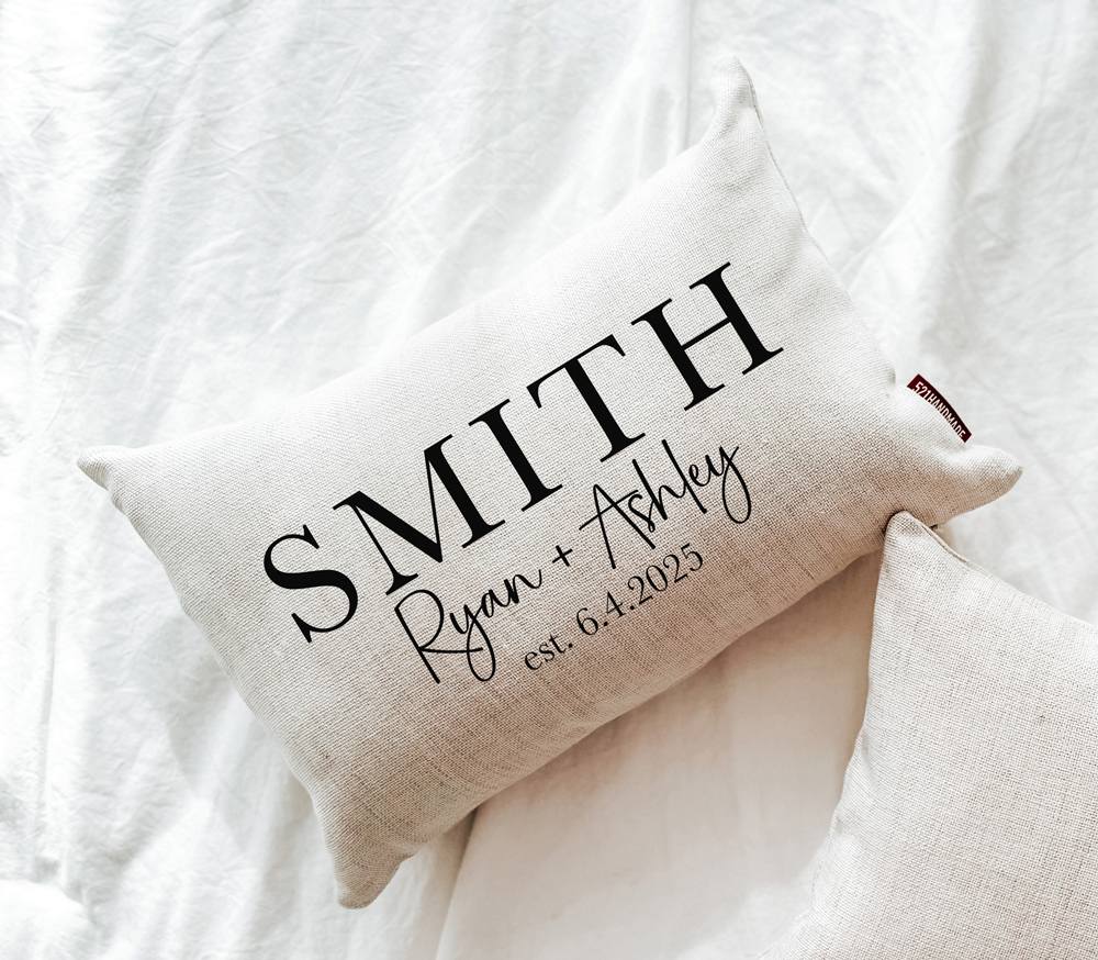 Custom Last Name Est. Pillow for Christmas