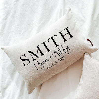 Custom Last Name Est. Pillow for Christmas